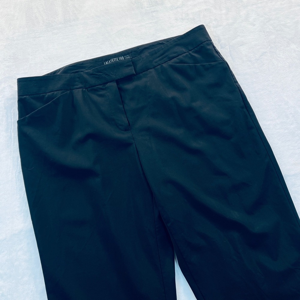 Lafayette 148 New York Black Virgin Wool Blend Straight Leg Dress Pants Size 10